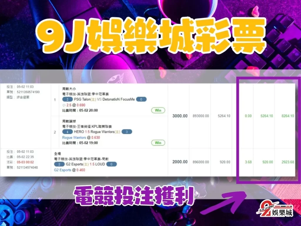 9J娛樂城 電競投注 電競運彩